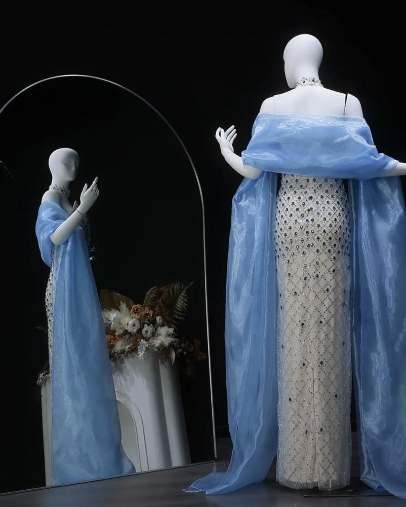 فستان سهرة ازرق فاتح من سمارا بوتيك-E133