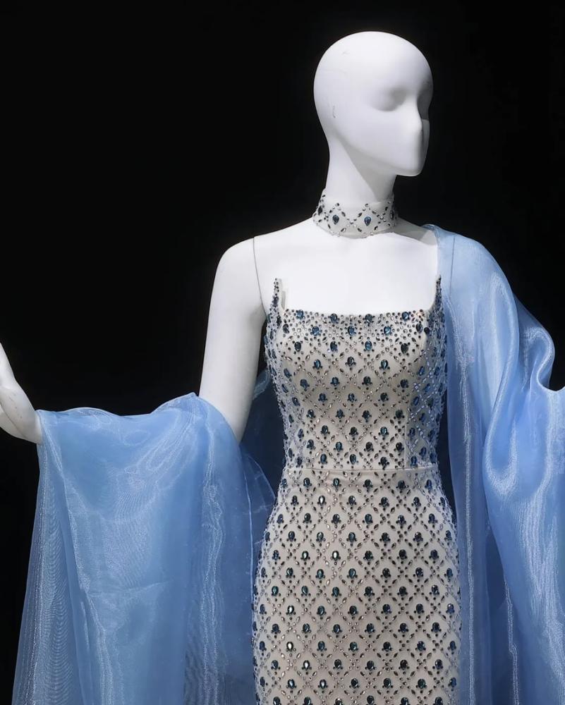 فستان سهرة ازرق فاتح من سمارا بوتيك-E133