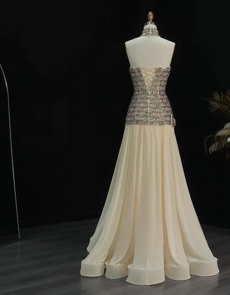 فستان سهرة ناعم مع فيونكة من سمارا بوتيك-S166