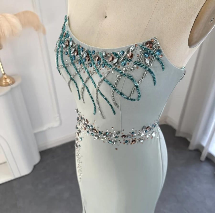 فستان سهرة ناعم فيروزي من سمارا بوتيك-S5