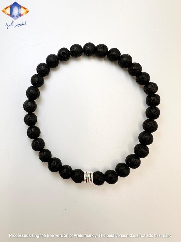 Black natural volcanic stone bracelet 6 mm