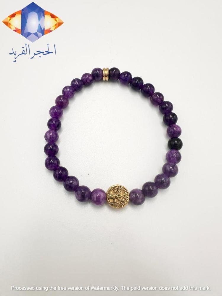 سوار حجر الأماثيست ( الجمشت)  الكريم الطبيعي.