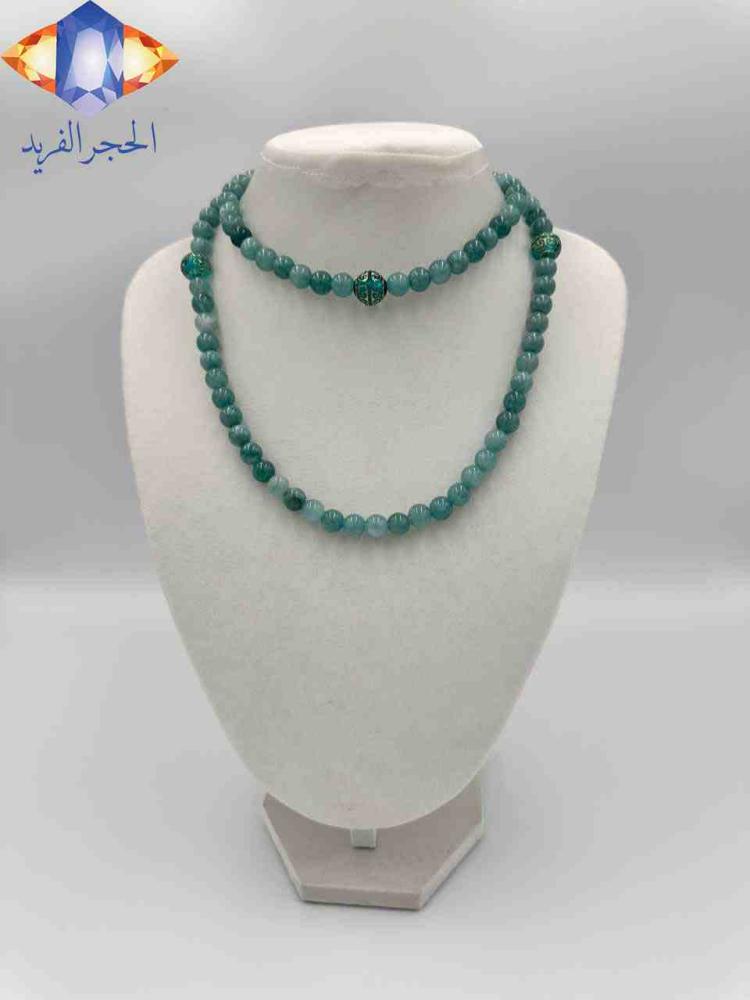 حجر الأكوامارين الطبيعي الكريم الفاخر في السبحه الذكيه .