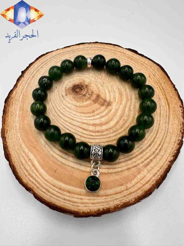 سوار حجر العقيق الأخضر الطبيعي الكريم .