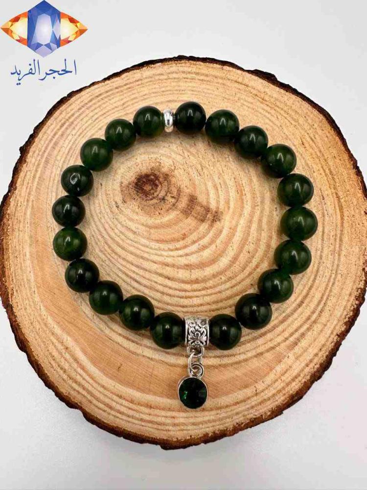 سوار حجر العقيق الأخضر الطبيعي الكريم .