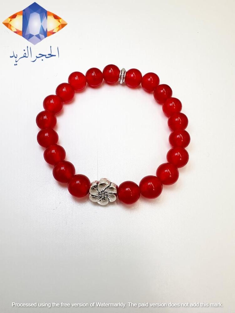 سوار حجر العقيق الأحمر الكريم الطبيعي .