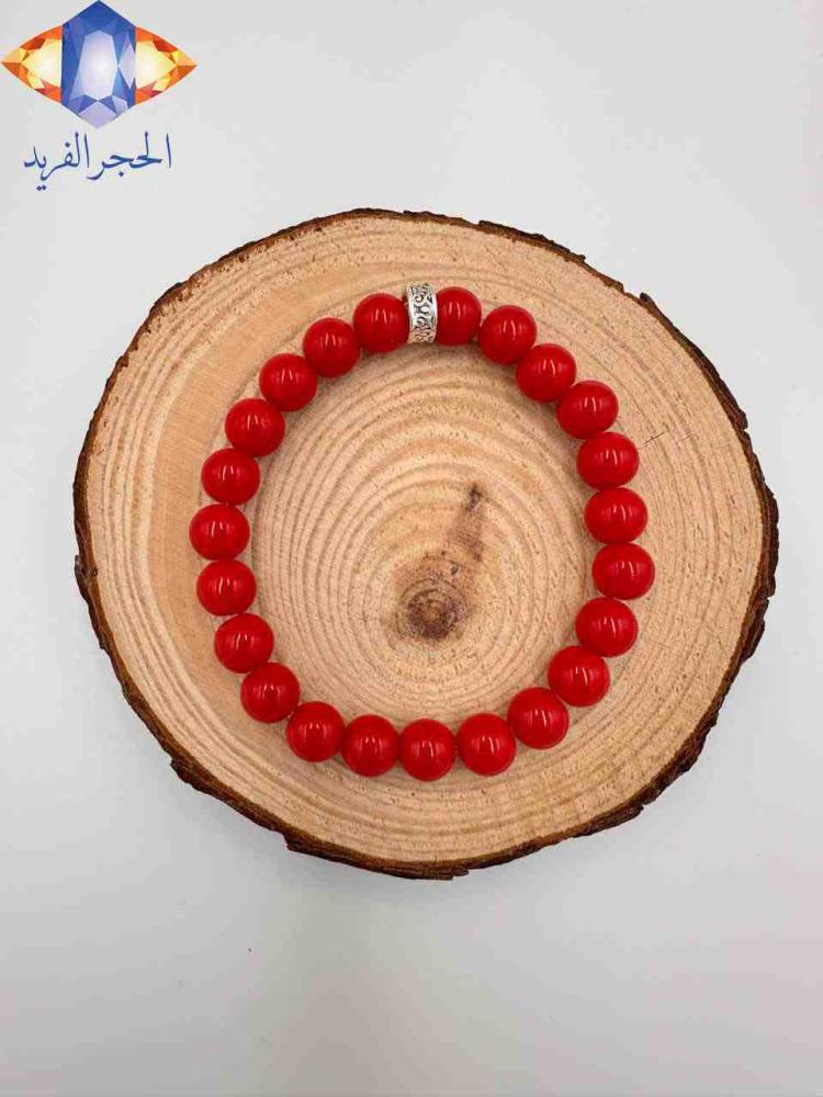 سوار حجر المرجان الأحمر ( الكورال الأحمر) الطبيعي الكريم .