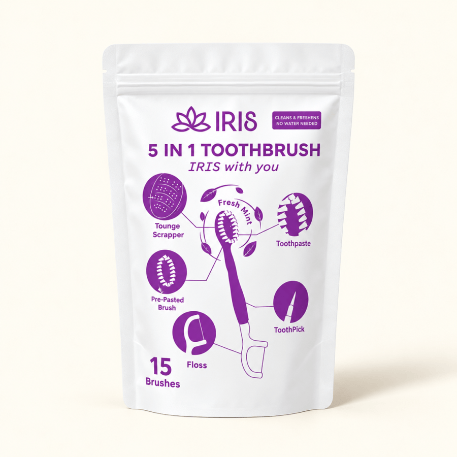فرشاة أسنان IRIS 5 في 1 – عبوة 15 فرشاة جاهزة للاستخدام