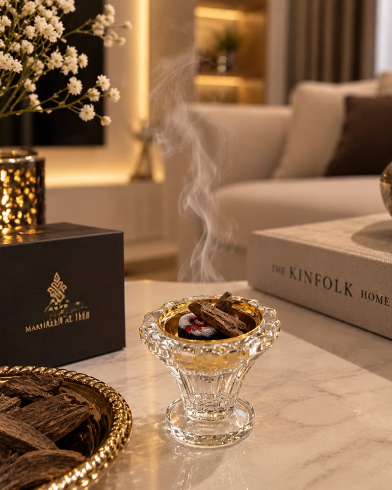 مبخرة الكريستال الذهبي الفاخرة