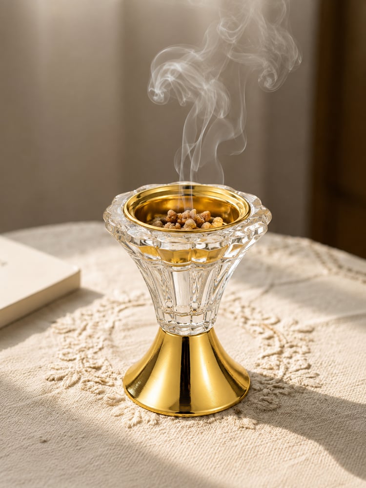 مبخرة كريستال الذهبي الفاخرة
