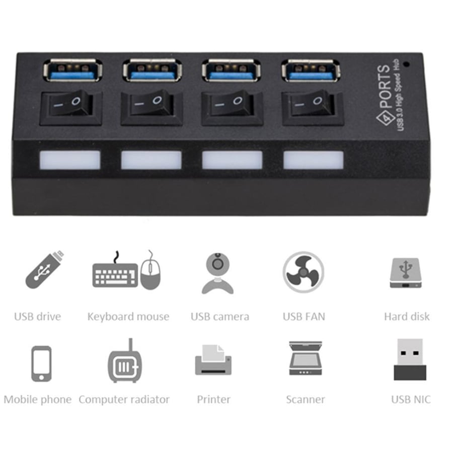 مصغرة محور USB 3.0 فائقة السرعة 5 جيجابايت في الثانية usb3.0 4 منافذ HUB المحمولة المصغّر USB 3.0 HUB الفاصل مع محول الطاقة الخارجية للكمبيوتر Acc