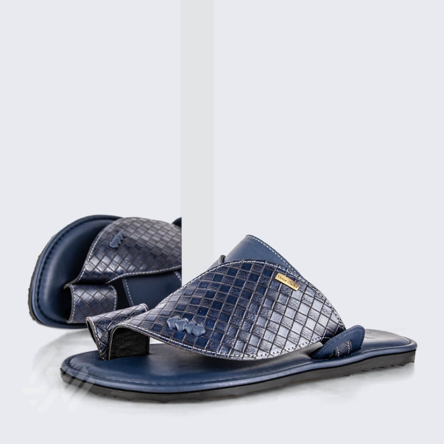 Gulf Eastern shoe leather dark blue with square pattern from Victor Clark