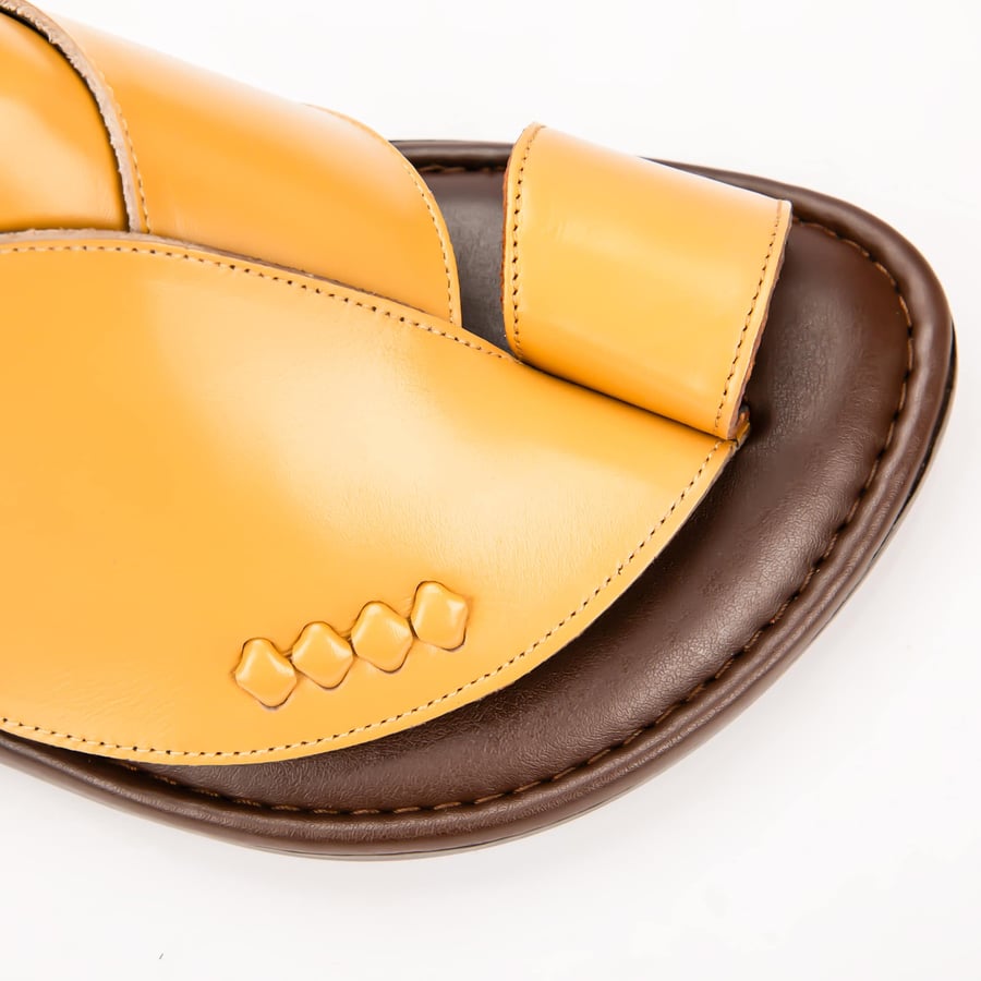 Yellow and brown Eastern Italian slippers from Marco
