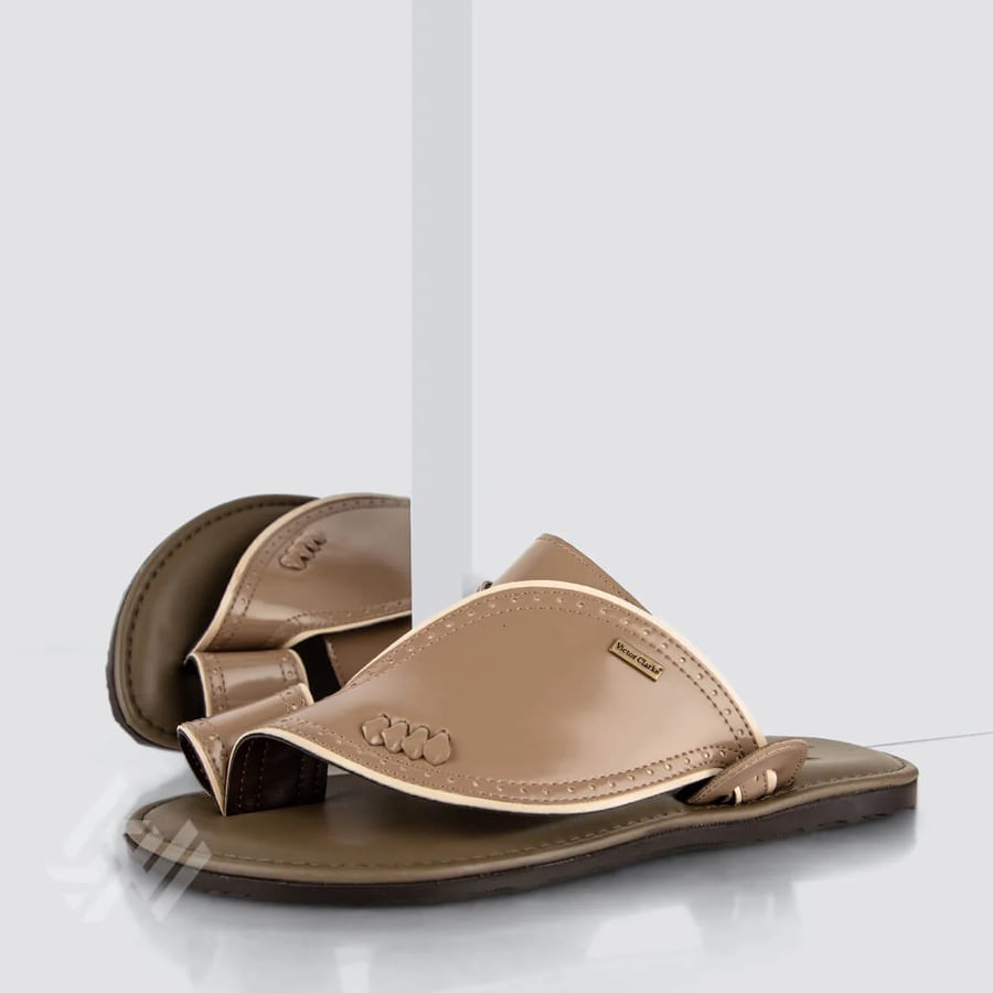 Dark beige embroidered medical slippers Victor Clark