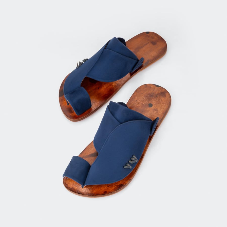 National Eastern slippers, genuine leather, blue, with an exclusive design