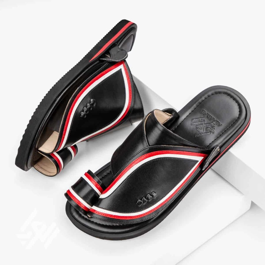Saudi national slippers made of elegant black leather
