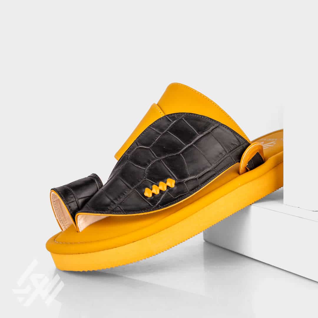 National Eastern shoe natural leather yellow and black