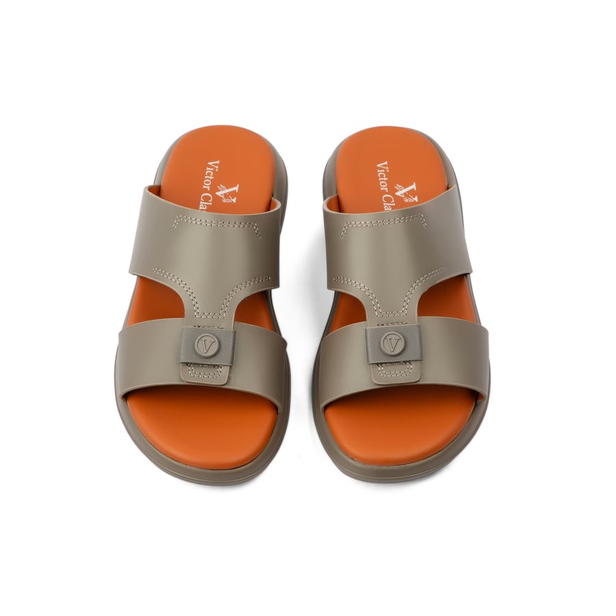 Gulf slippers genuine leather gray and honey-colored sole brand Victor Clark