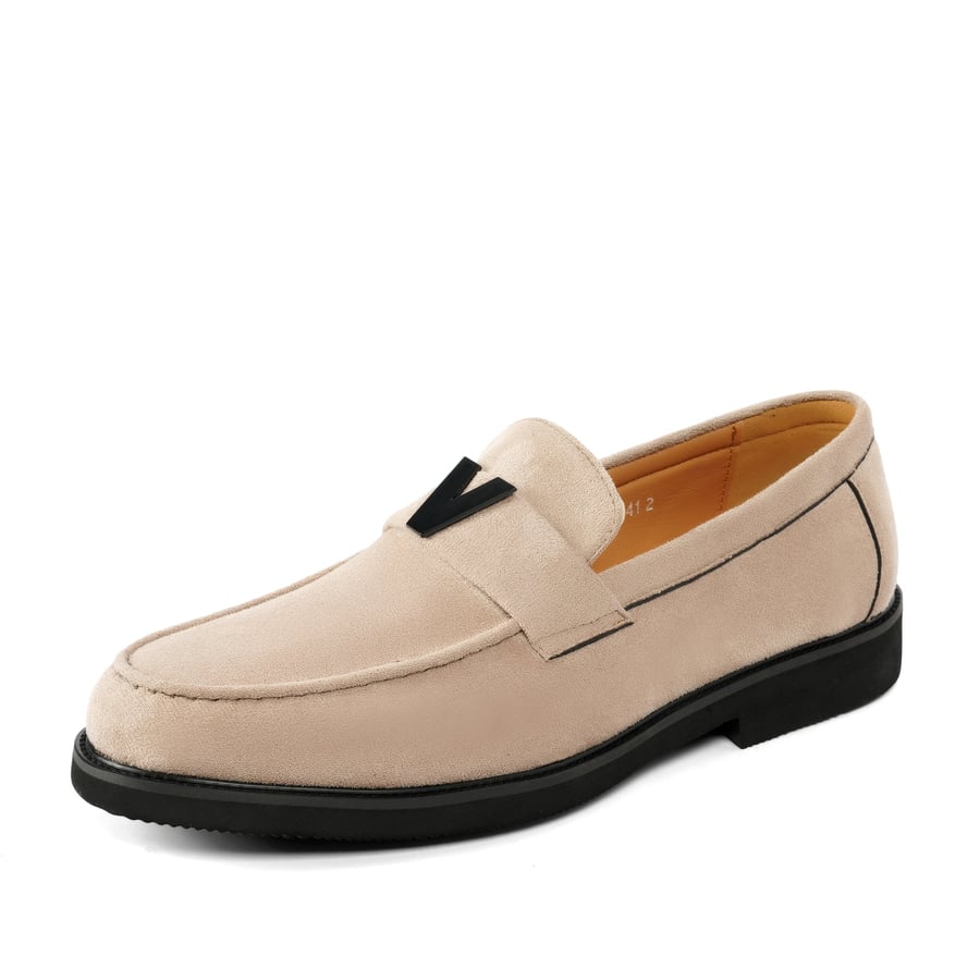 Official Italian shoe, genuine leather, velvet, beige color