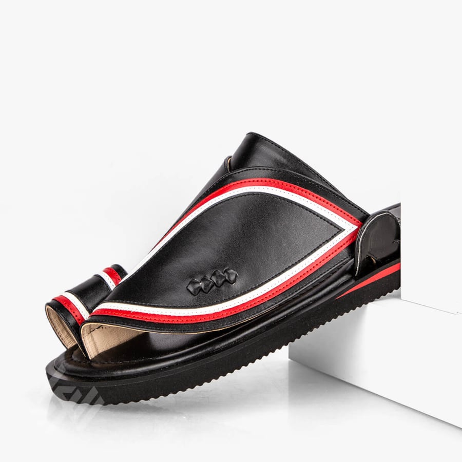 Saudi national slippers made of elegant black leather