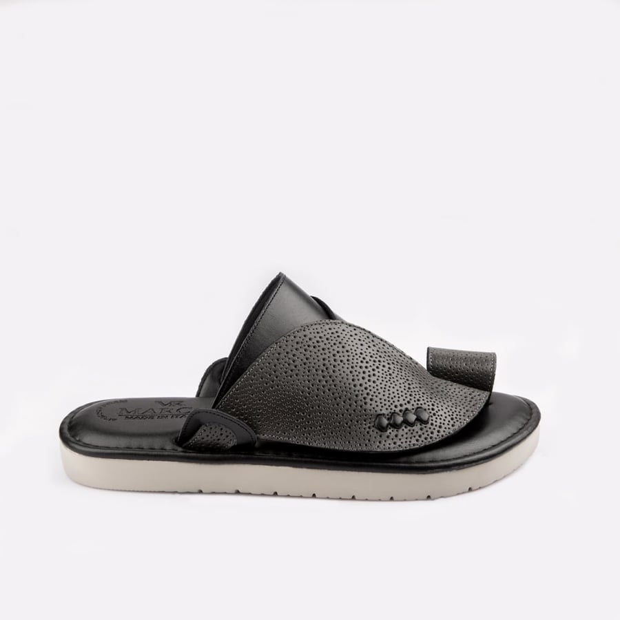 Men's leather black medical Italian slippers