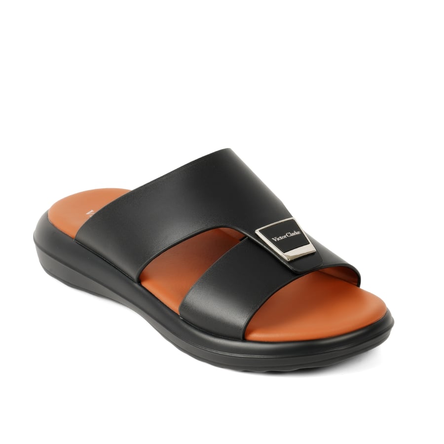 Gulf slippers genuine leather black and caramel brand Victor Clark