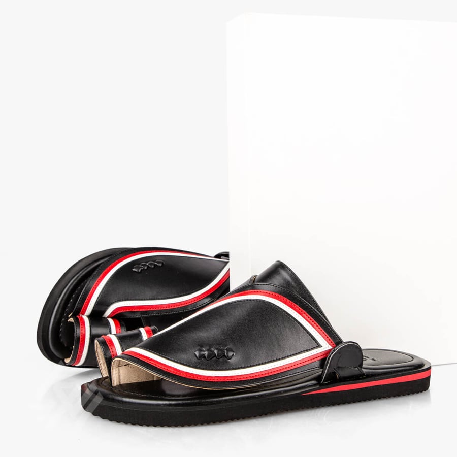 Saudi national slippers made of elegant black leather