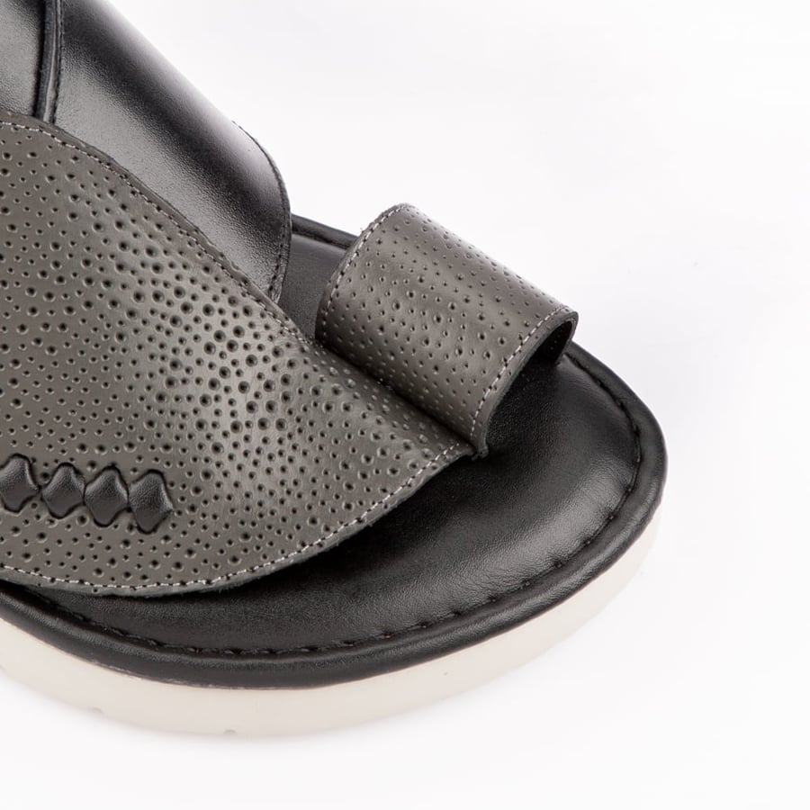 Men's leather black medical Italian slippers
