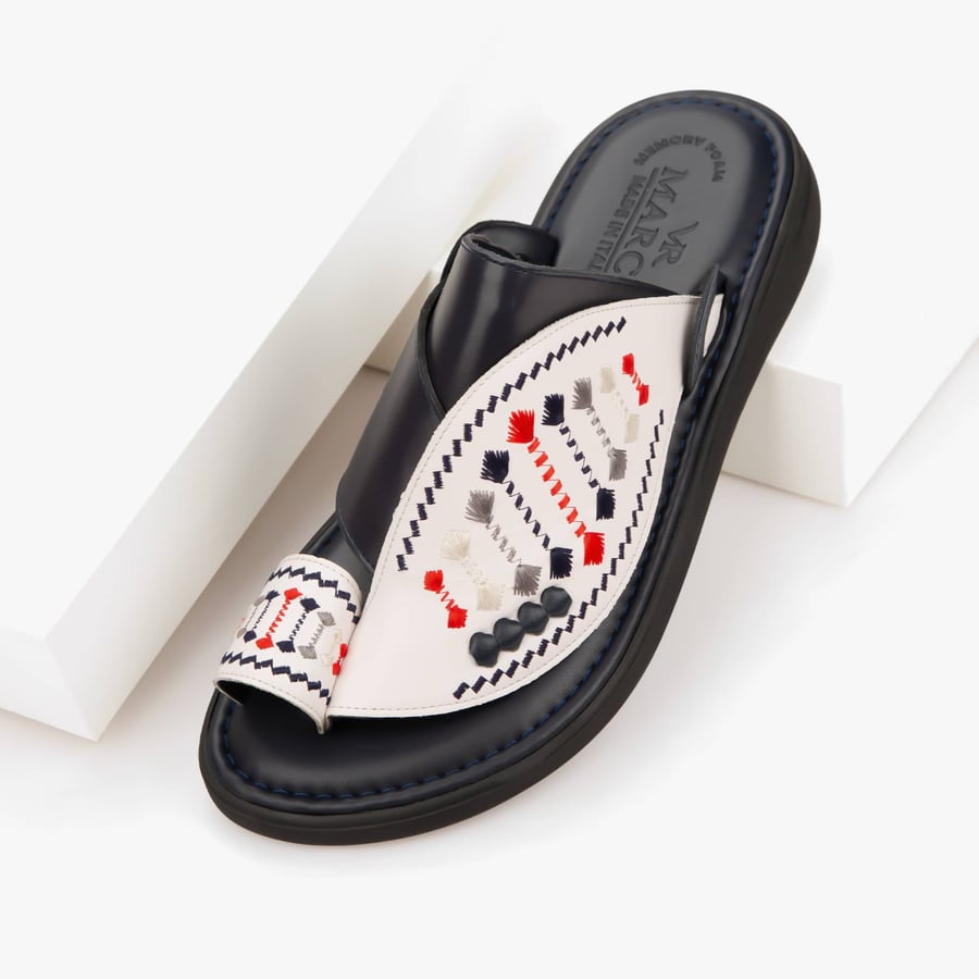 Luxury Eastern Italian slippers in black and white colors