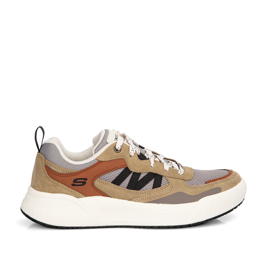 Skechers in beige and caramel colors and comfortable sports sole