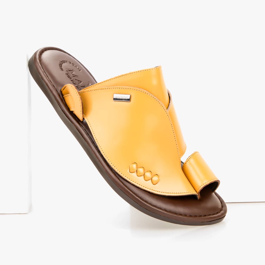Yellow and brown Eastern Italian slippers from Marco