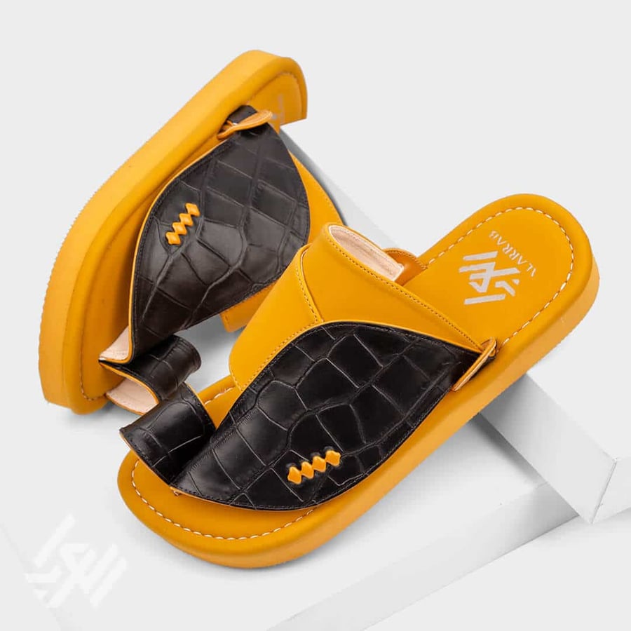 National Eastern shoe natural leather yellow and black