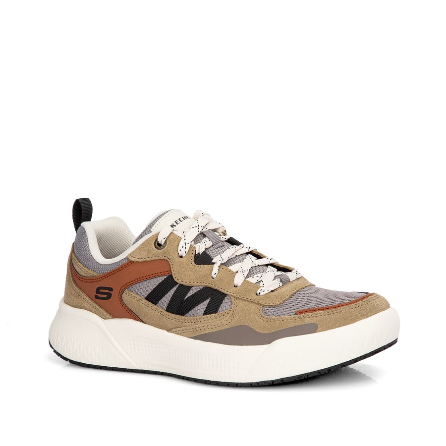 Skechers in beige and caramel colors and comfortable sports sole