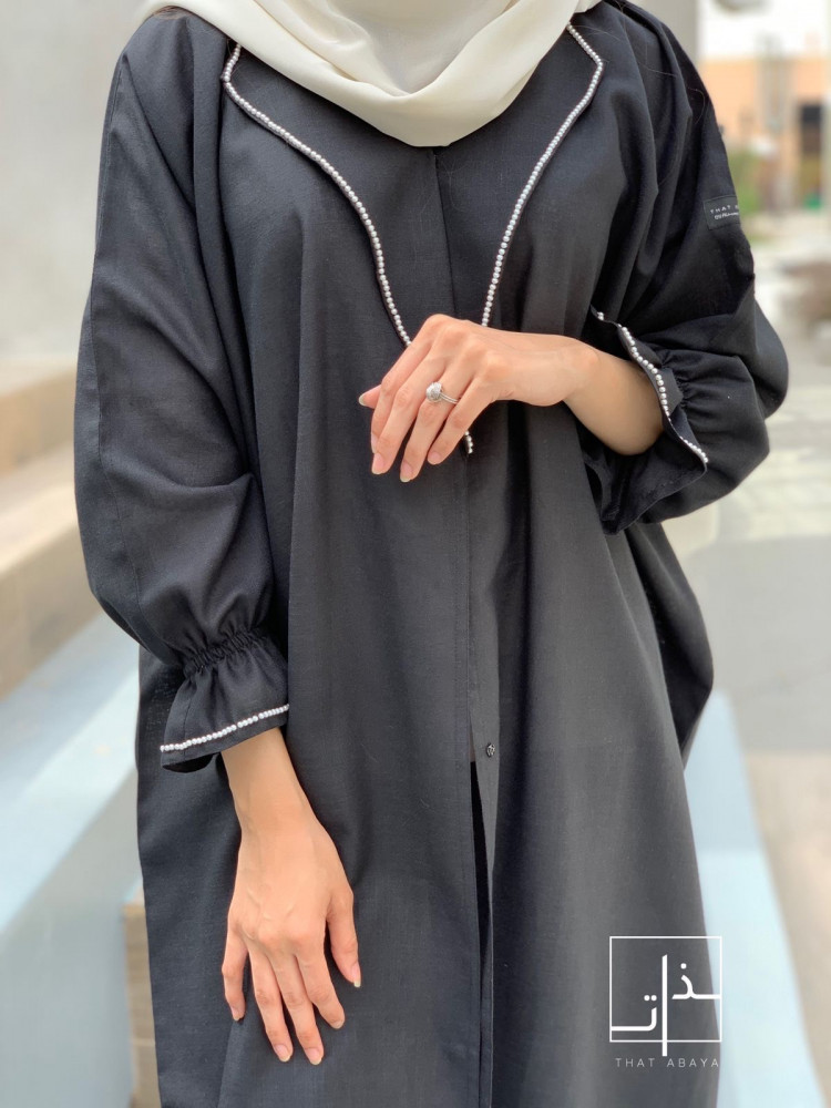 عباية مزينة ب لؤلؤ #218 black