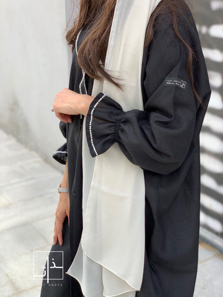 عباية مزينة ب لؤلؤ #218 black