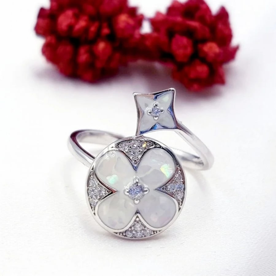 Elegant silver set decorated with ivory and mother of pearl