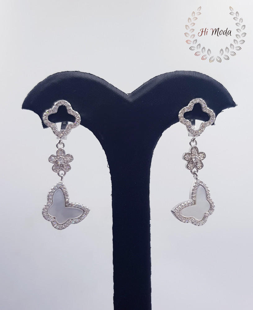 High-quality silver set with zircon and shell