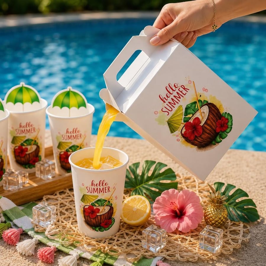 باكج الصيف جوز الهند | طقم ضيافة صيفي Hello Summer للأكواب والجيك