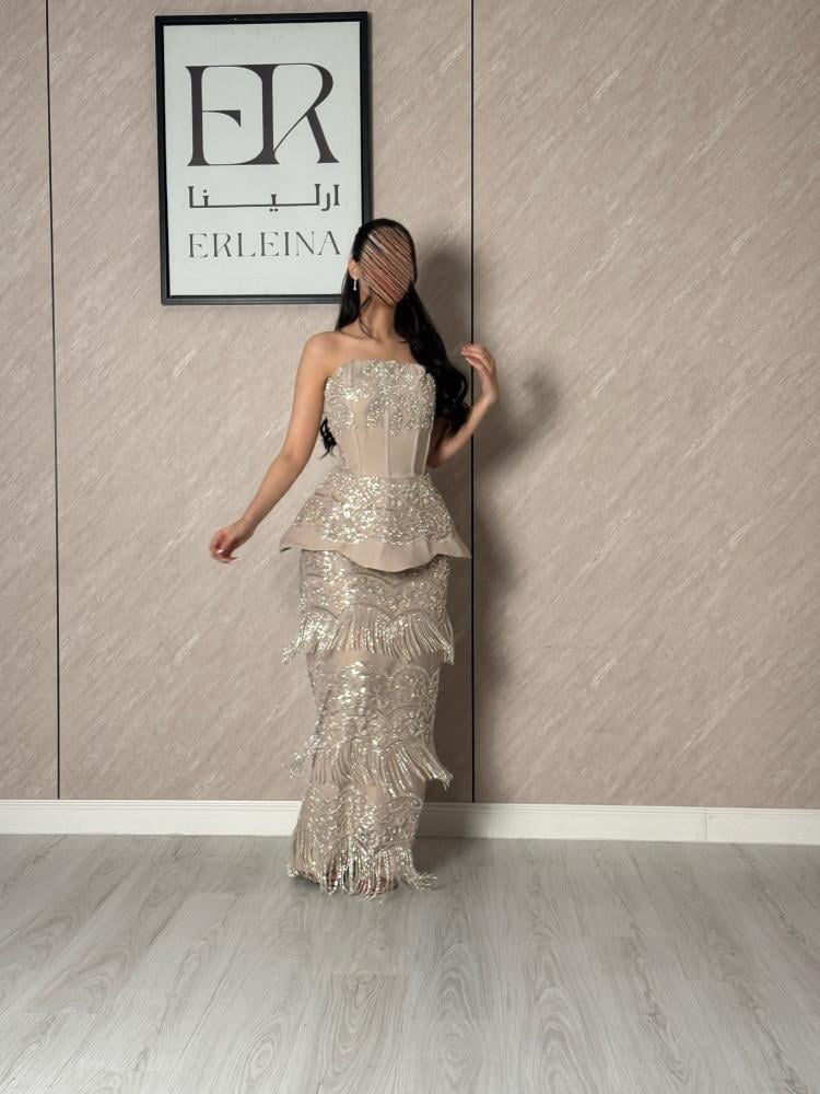 فستان غيد بيج — فساتين سهرة باكمام طويلة بتصميم أنثوي