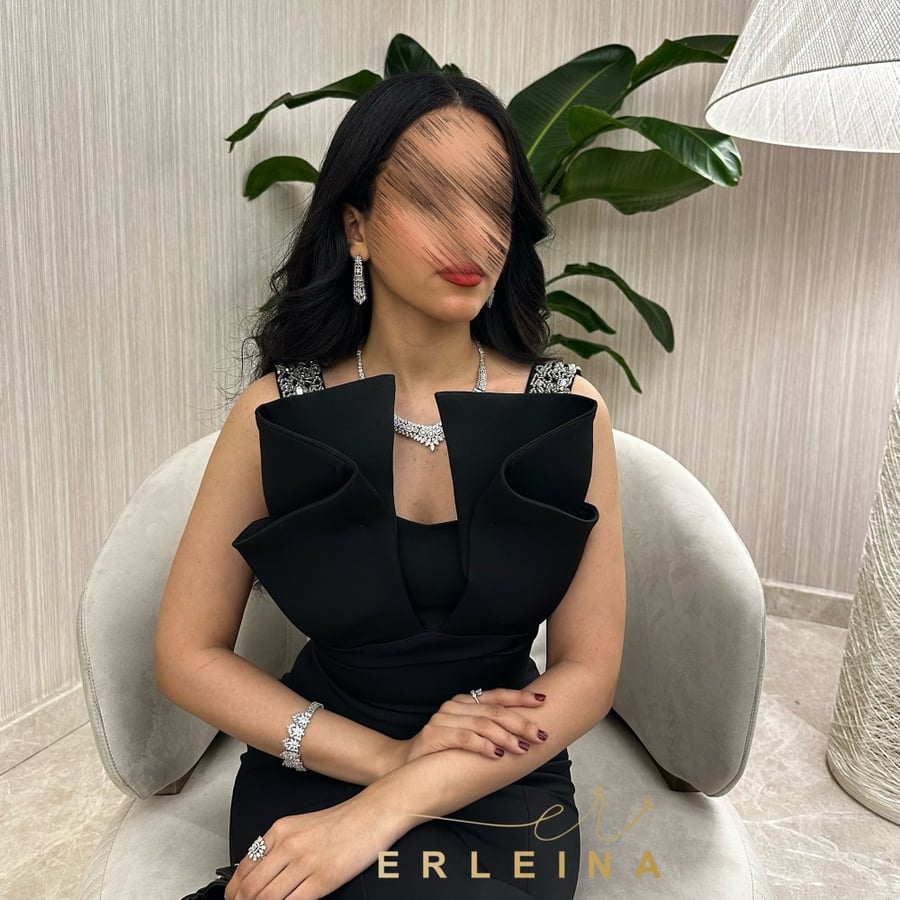 فستان دنانير  اسود ناعم