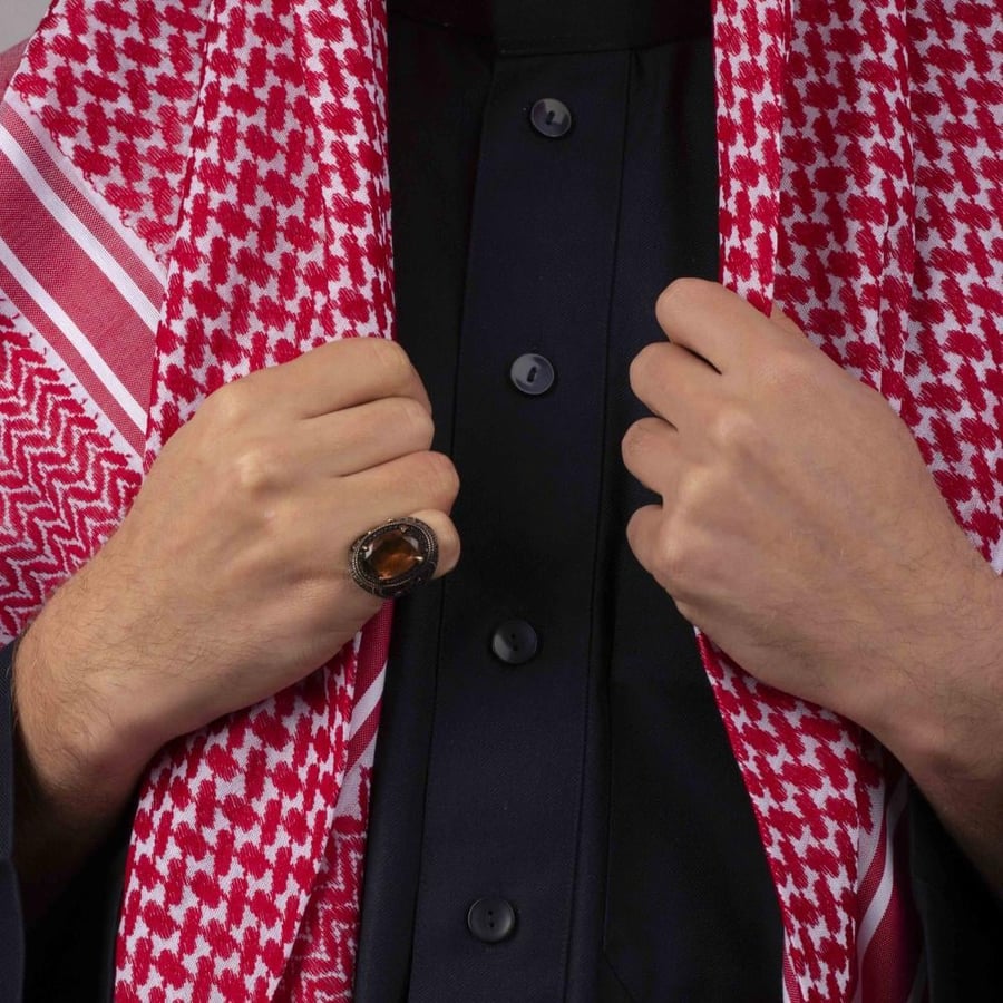 خاتم رجالي فضة استرليني مزين بحجر الموزانيت