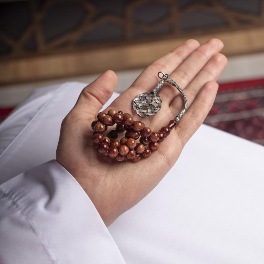 سبحة بكلايت طربزونة فضة بنية اللون