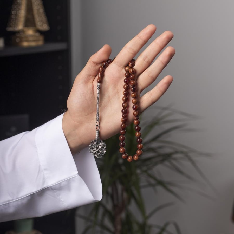 سبحة بكلايت طربزونة فضة بنية اللون