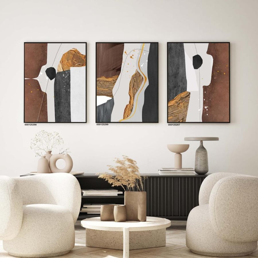 مجموعة 3 لوحات جدارية بتصميم تجريدي
