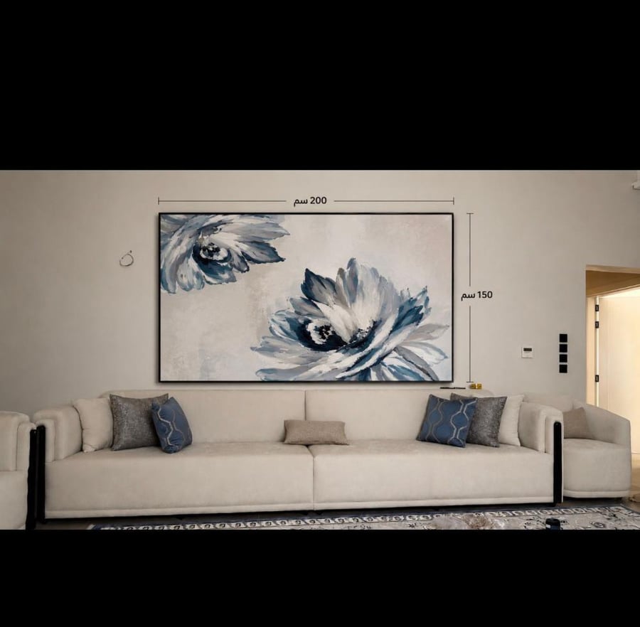 لوحة كانفاس كبيرة للمجالس بتصميم وردة مودرن مقاس 200*150