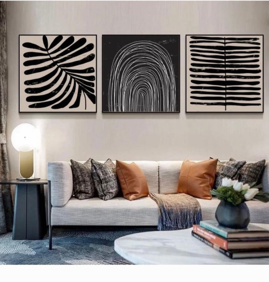 مجموعه 3 لوحات جداريه مقاس 80*80 برواز اسود