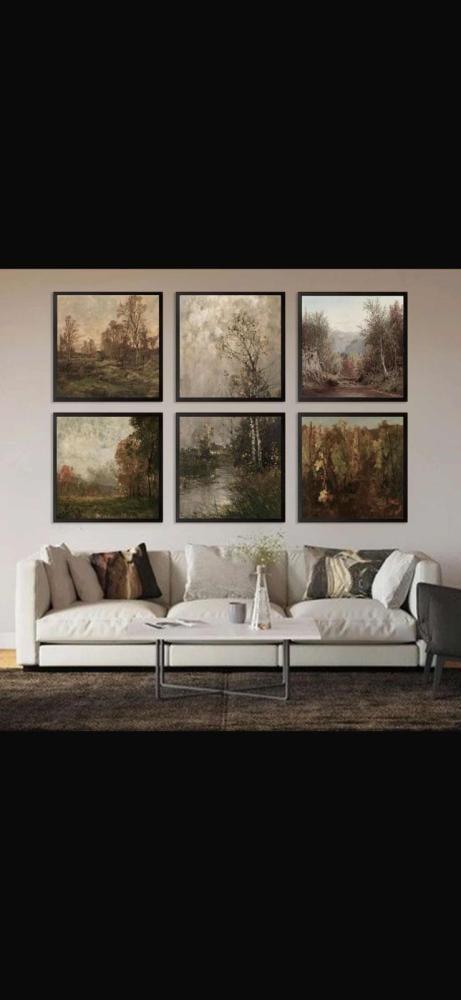 6 لوحات جداريه مقاس 50*50 برواز بني