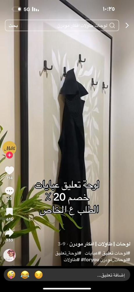 لوحه تعليق عبايات مقاس 100*200 برواز شامبين