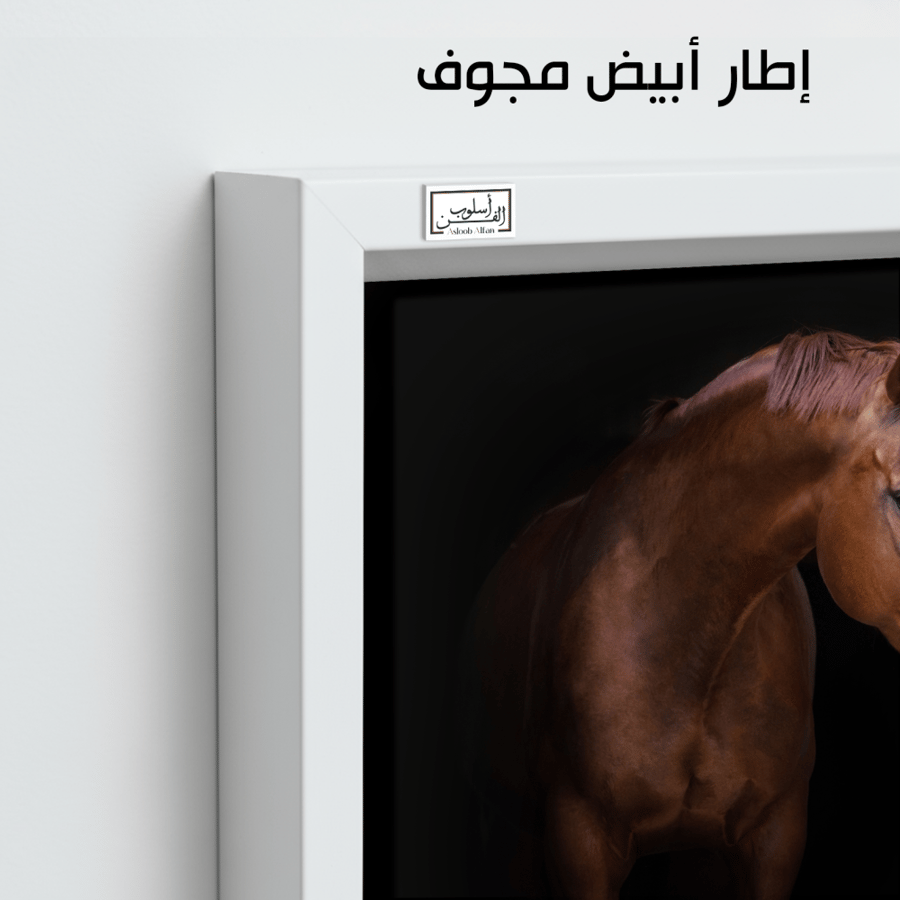 HR89 A contemporary art piece depicting a dark chestnut Arabian horse's head against a black background. The painting captures the calmness and strength of the Arabian horse, bringing a sense of mystery and elegance to any space