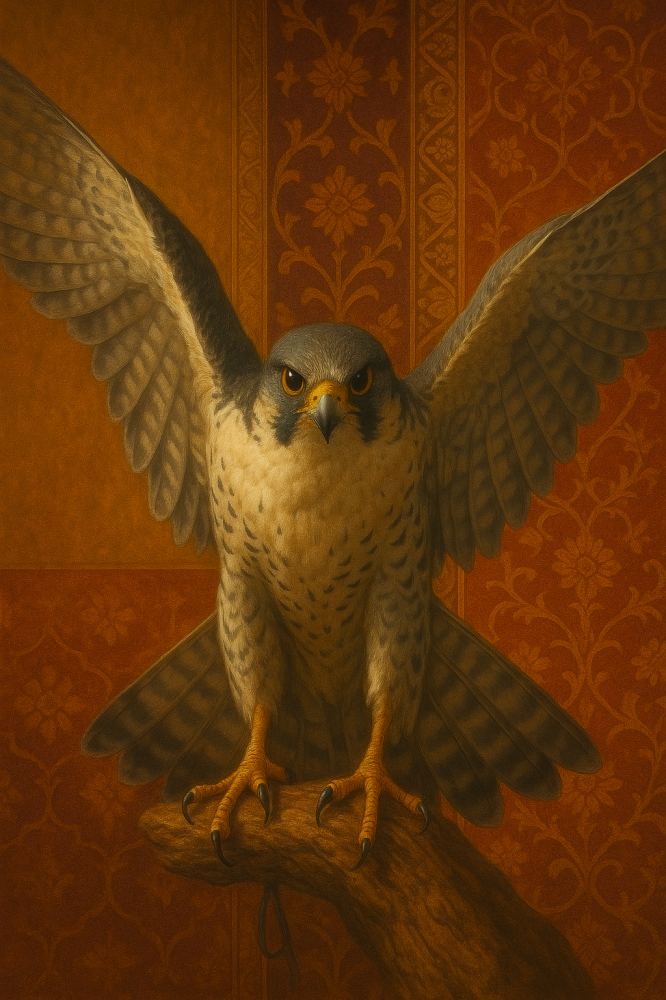 FLC24 Painting: Majestic falcon, authentic oriental art